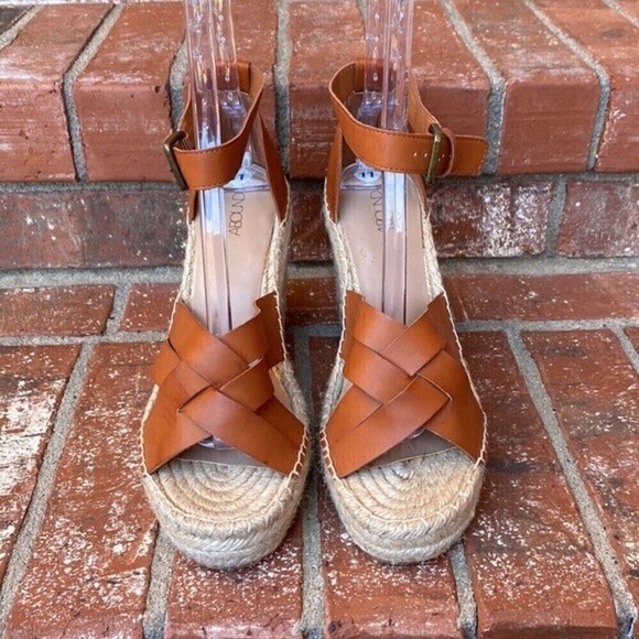 ABOUND Sayge Tan Faux Leather Espadrille Wedge Sandal Size 11 - Picture 2 of 9